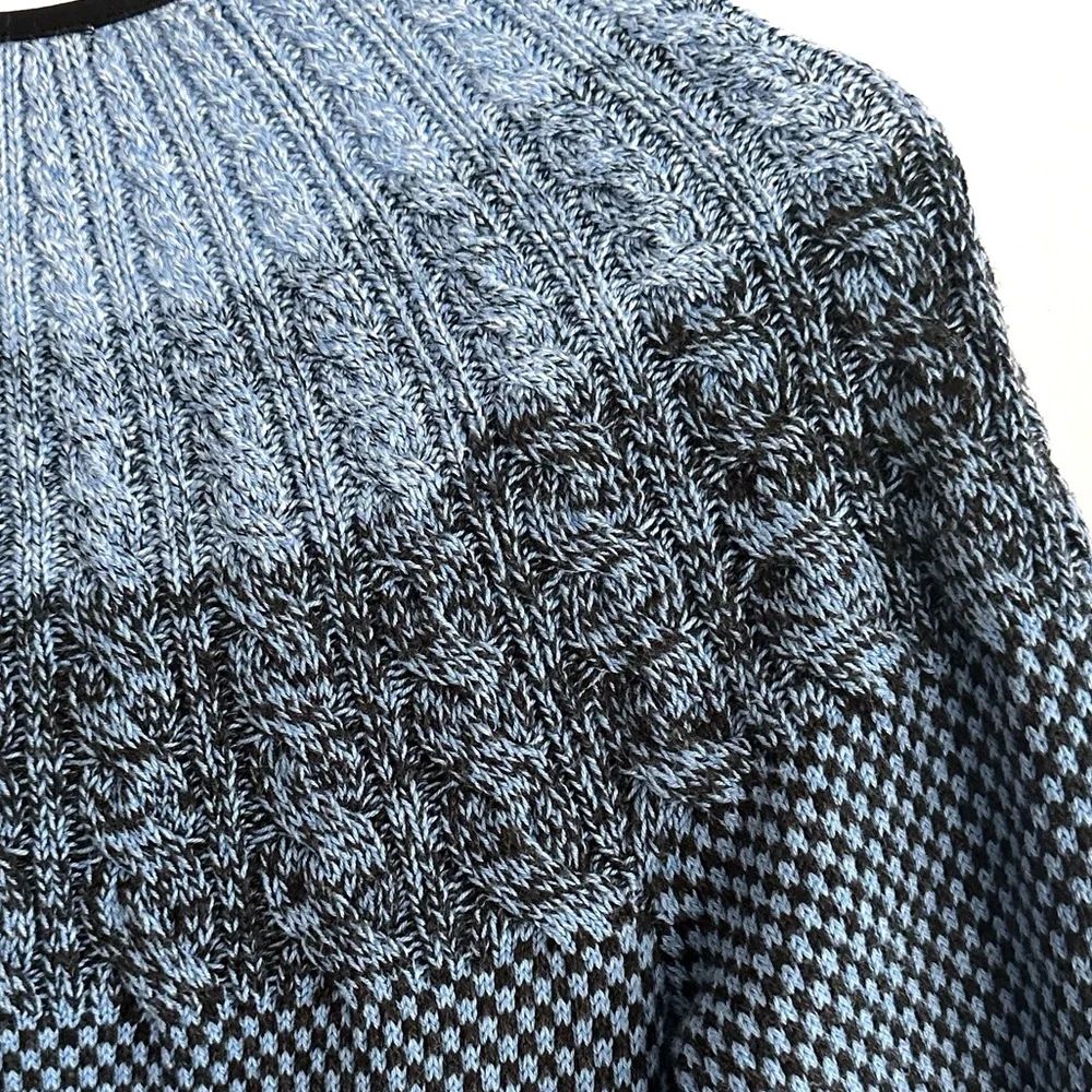 Nic + Zoe Long Open Front BlueBlack Cardigan
